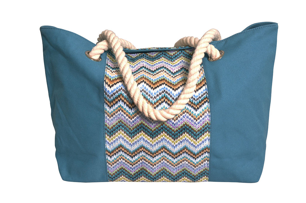 beach bag made of nylon and canvas, with water-resistant lining