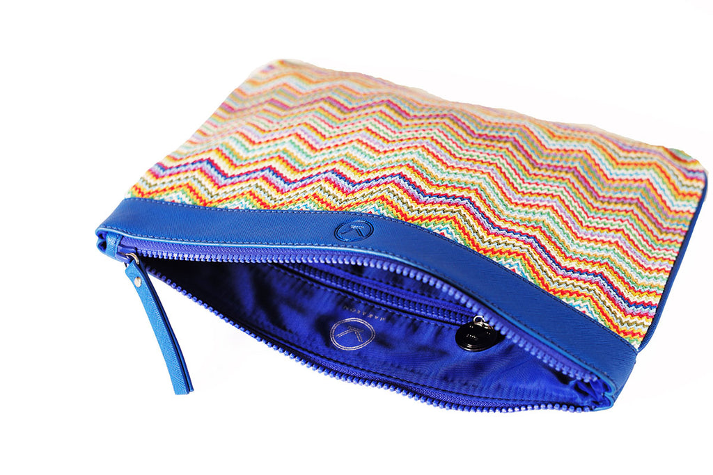 pouch with waterproof blue lining