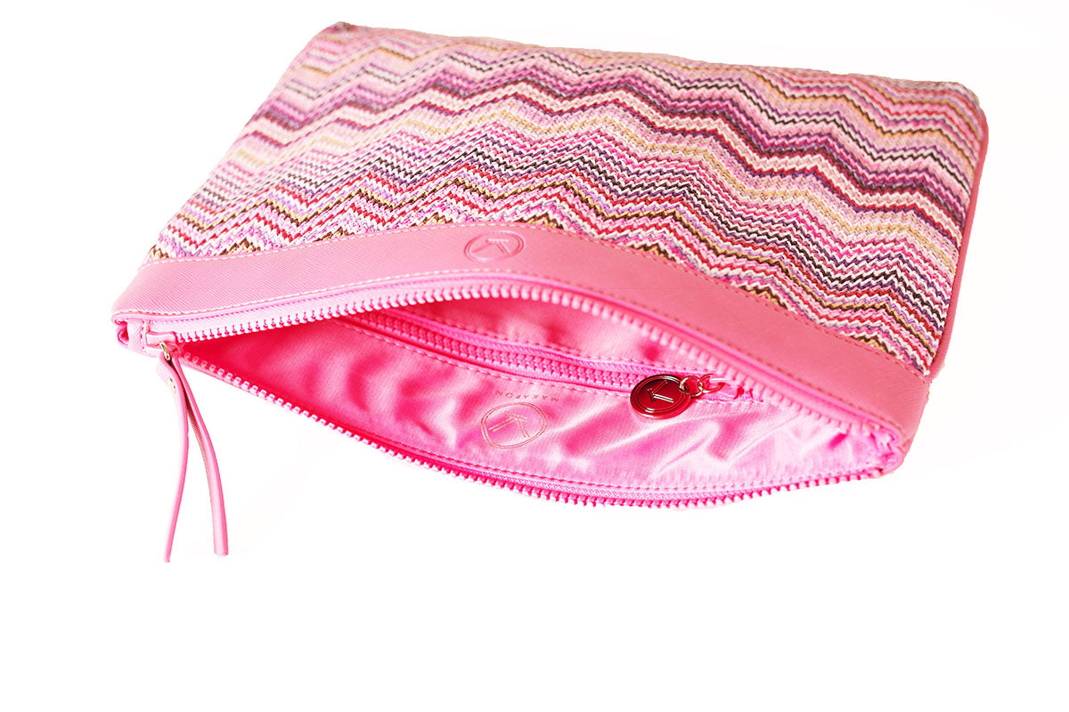 Monogrammed Zip Pouch Bag with Wristlet - Bikini Bag - Wet Pouch Hot Pink Stripe